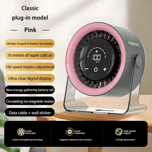 100-Speed Desktop Fan Digital Display Wall Mount Desk Fan Super Quiet Usb Office Dorm Air Circulator Home Camping Outdoor