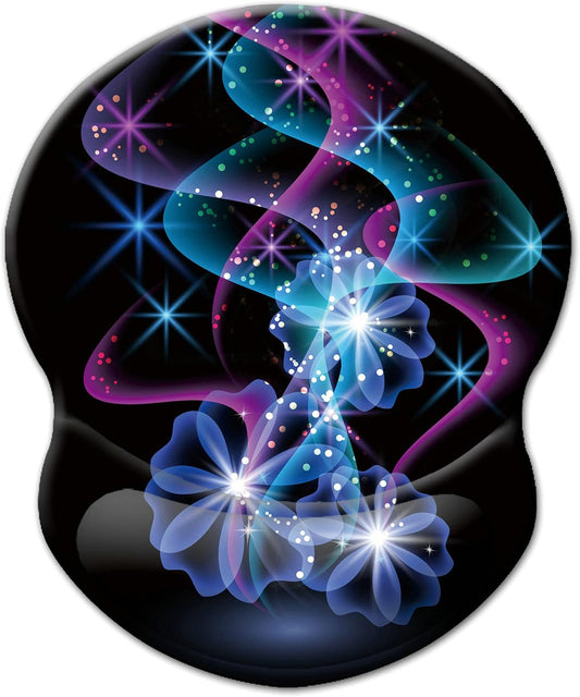 Ergonomic Wrist Rest Support, Gaming Mouse Pad 8.7 X 7.5 Inches for Computer, Laptop, Home, Office (Purple Blue Light)