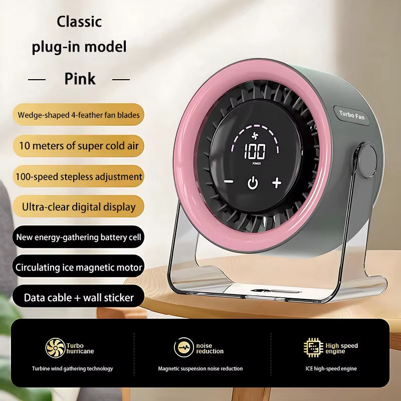 100-Speed Desktop Fan Digital Display Wall Mount Desk Fan Super Quiet Usb Office Dorm Air Circulator Home Camping Outdoor
