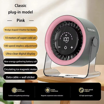 100-Speed Desktop Fan Digital Display Wall Mount Desk Fan Super Quiet Usb Office Dorm Air Circulator Home Camping Outdoor