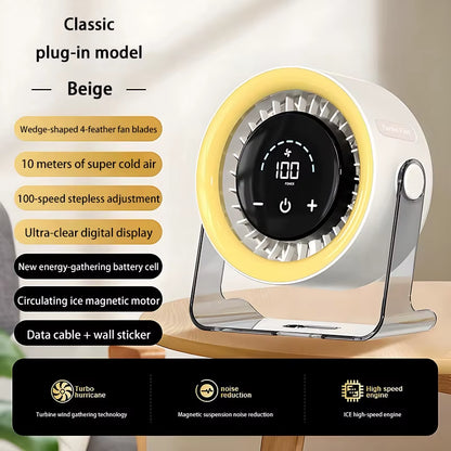 100-Speed Desktop Fan Digital Display Wall Mount Desk Fan Super Quiet Usb Office Dorm Air Circulator Home Camping Outdoor